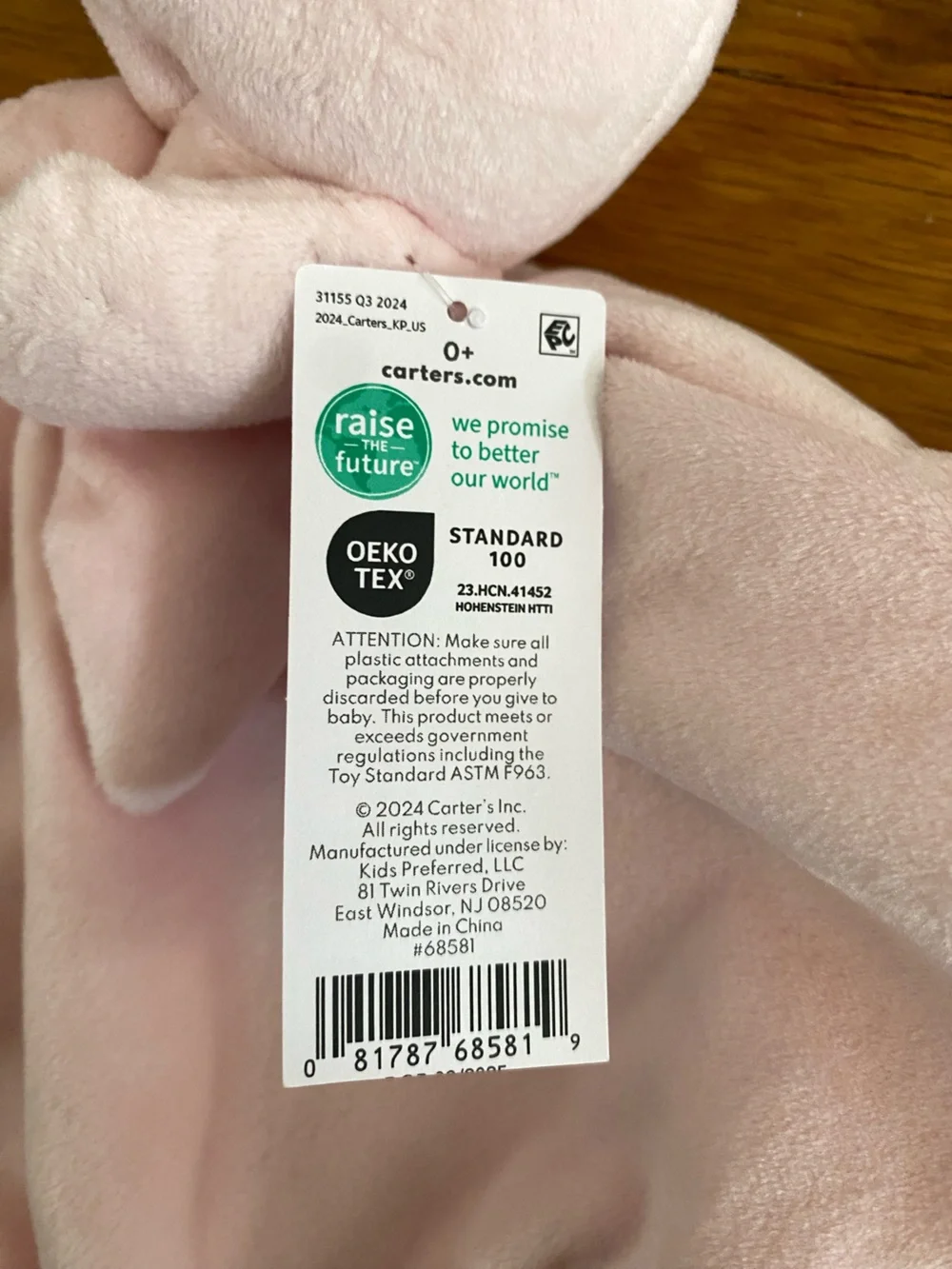 Carter’s Pink Bunny Rabbit Security Blanket Lovey | NWT
